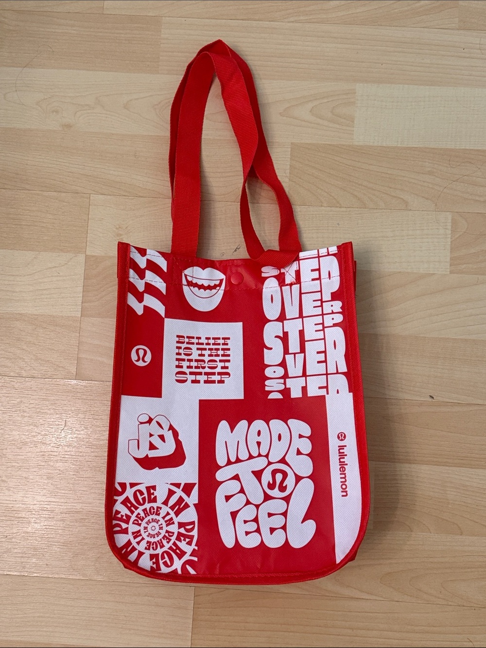 Lululemon Made to Feel Red Small Reusable Tote Bag